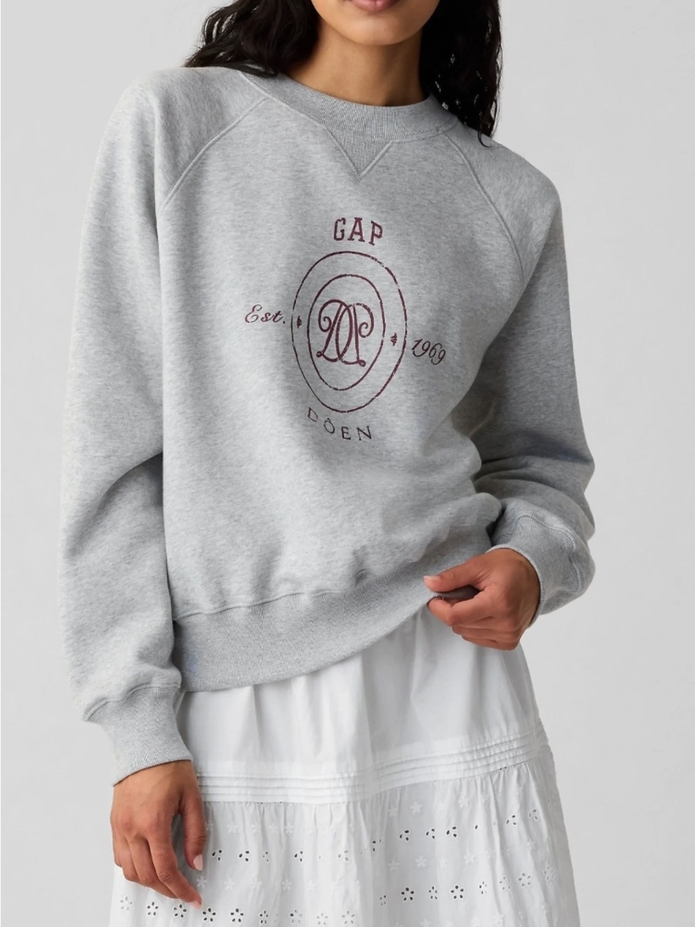 GAP x Doen Women's Gray Logo Crew Sweatshirt